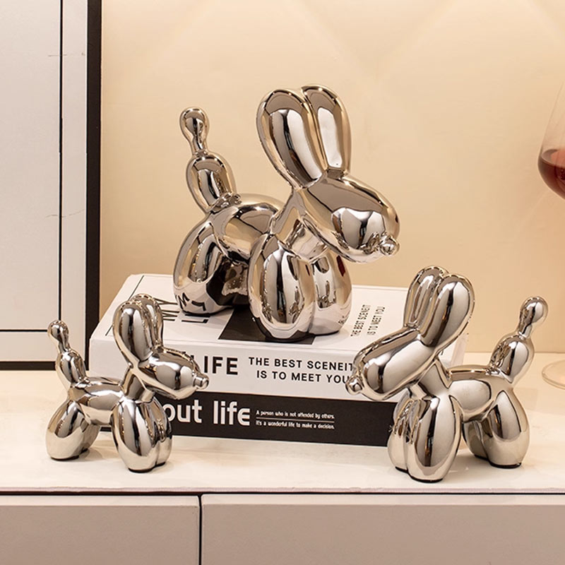 Luxury Lifestyle Items - Ceramic Sculptures Silver Balloon Dog Decoration