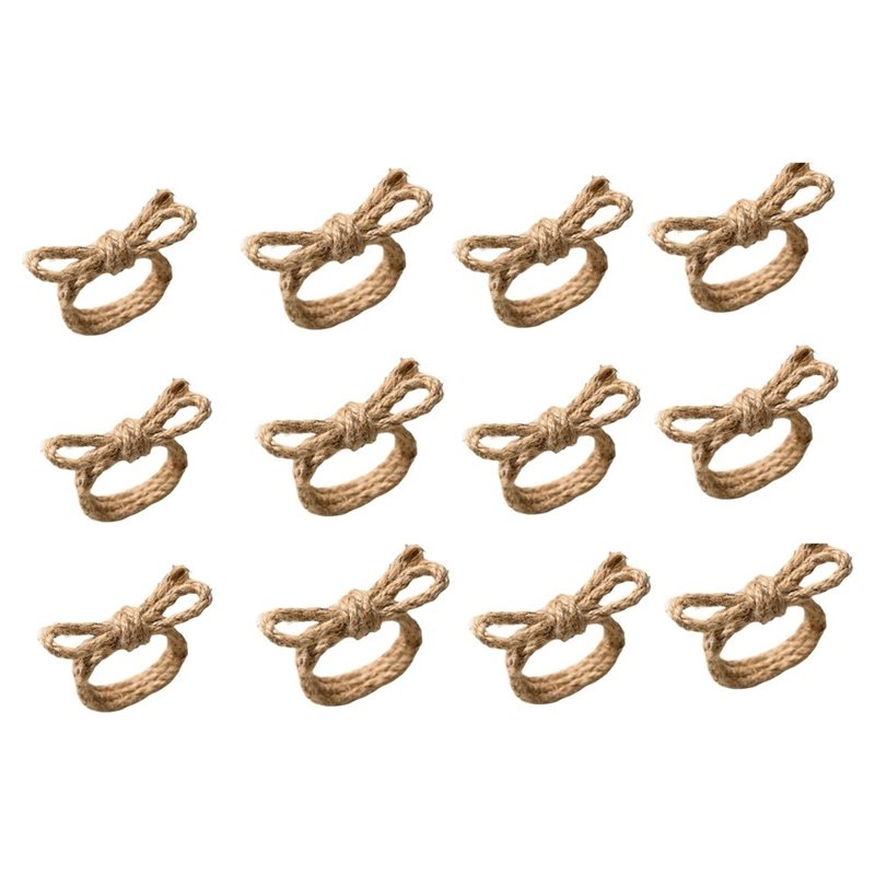 Linen Napkin Set - AAAN-12Pcs Linen Braided Bows Napkin Ring
