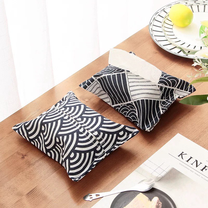 Linen Napkin Set - Cotton linen Tissue Box Car Tissue