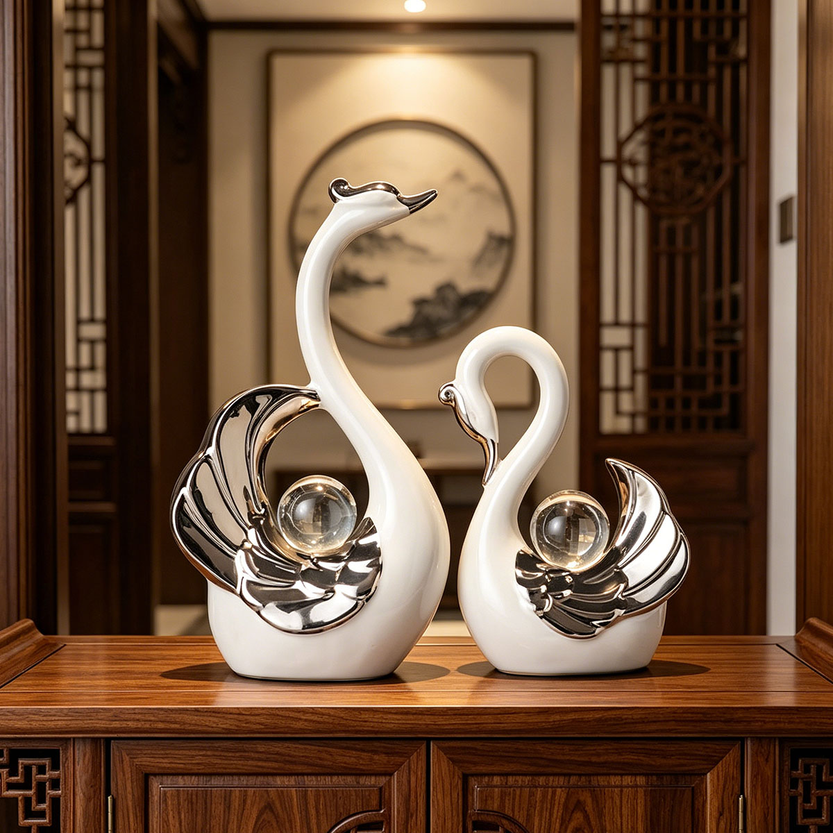 Ceramic Couple Swan Ornament W - огляд і ціна Luxury Lifestyle Items