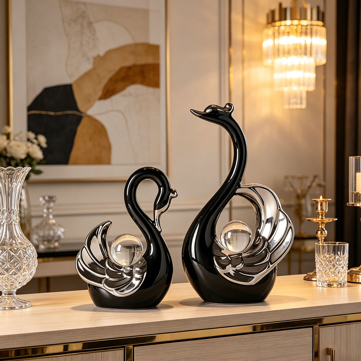 Ceramic Couple Swan Ornament W - огляд і ціна Luxury Lifestyle Items