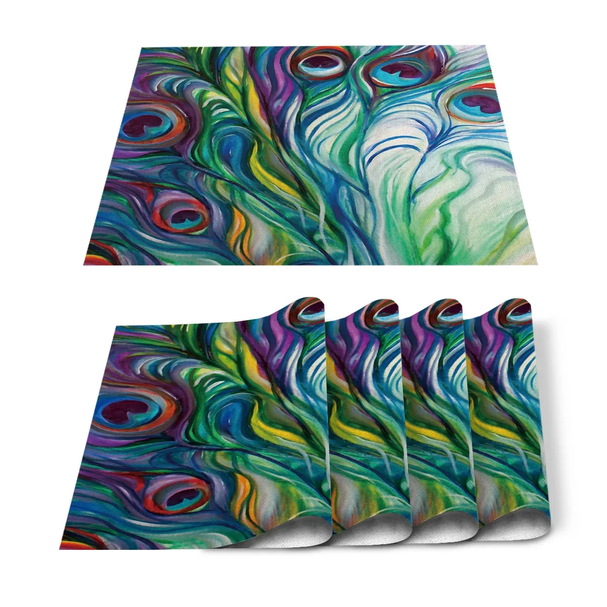 4pcs Set Table Mats Peacock Fe - огляд і ціна Linen Napkin Set
