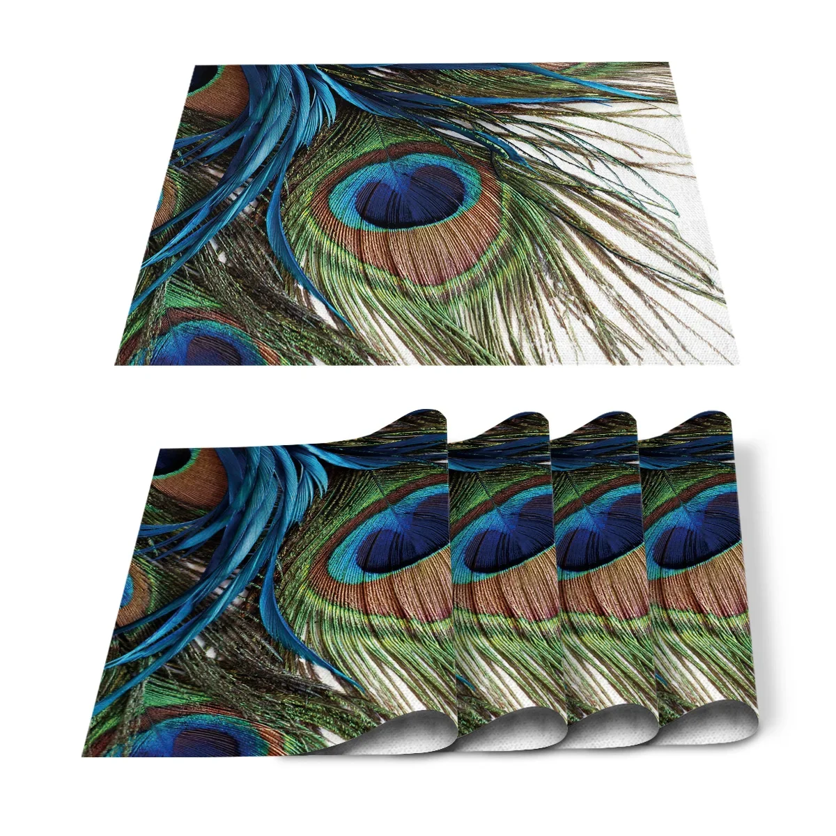4pcs Set Table Mats Peacock Fe - огляд і ціна Linen Napkin Set