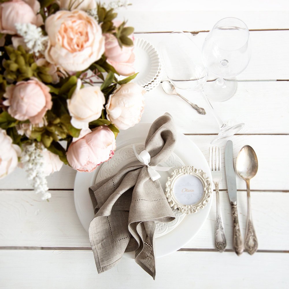 6 Pieces White Hemstitch Napki - огляд і ціна Linen Napkin Set